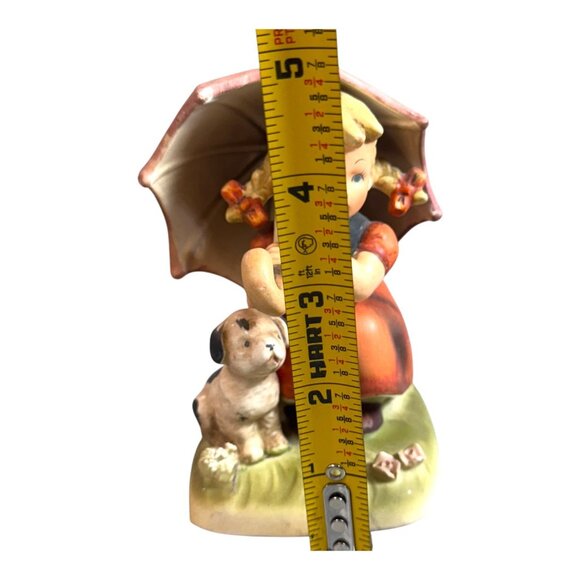 Vintage Erich Stauffer Figurine Girl Umbrella & Dog Hand-Painted Rainy Days 8343 - Picture 6 of 8